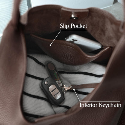 Optima Luxe Vegan Leather Slouchy Tote Bag for Women - Coffee