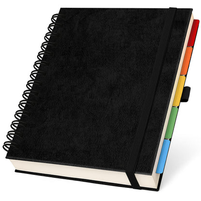 Optima Premium Leather Spiral Notebook - 8x10, 300 Pages, 5 Subject