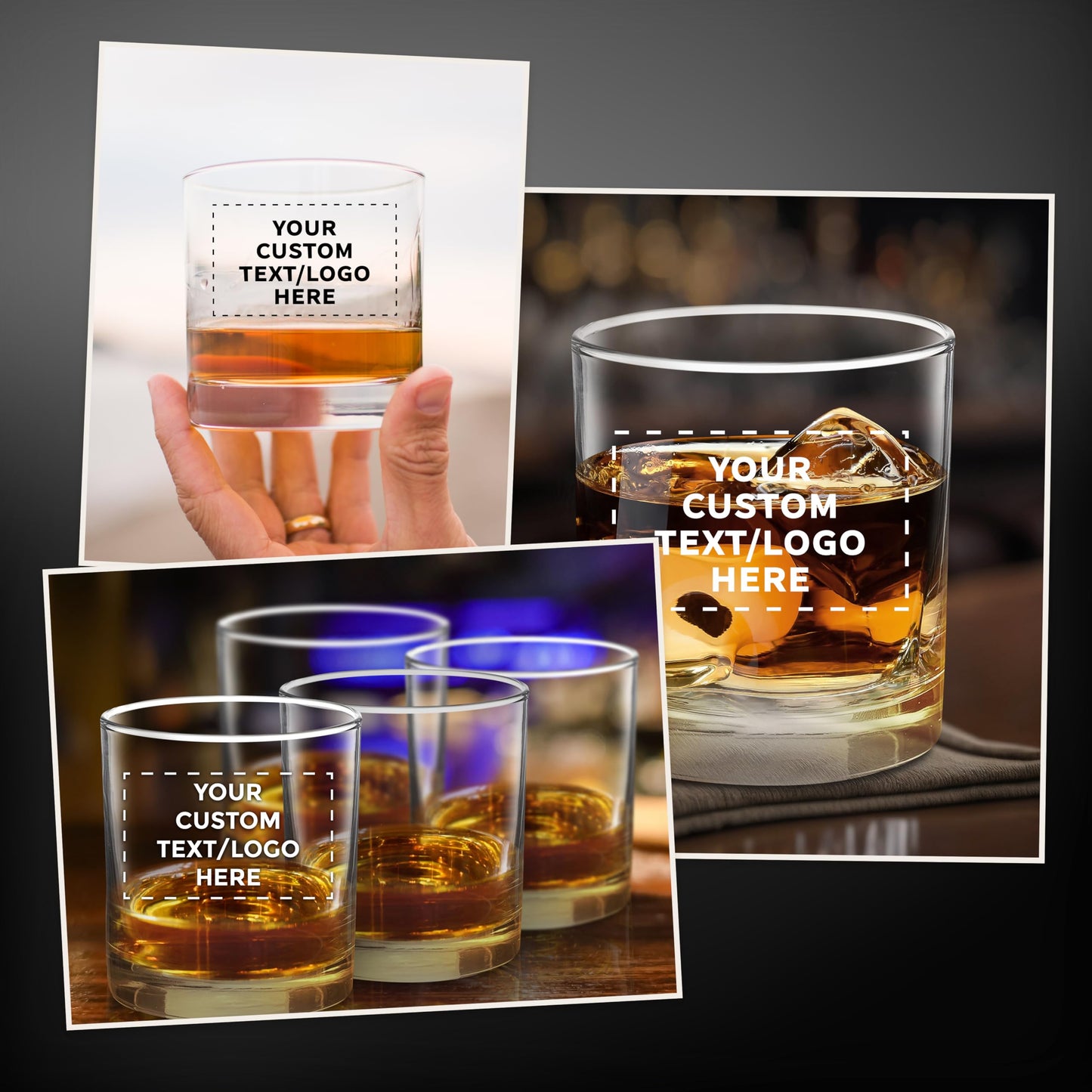 Optima Custom Whiskey Glass Set - 10.5 oz, 96 Pieces, Clear