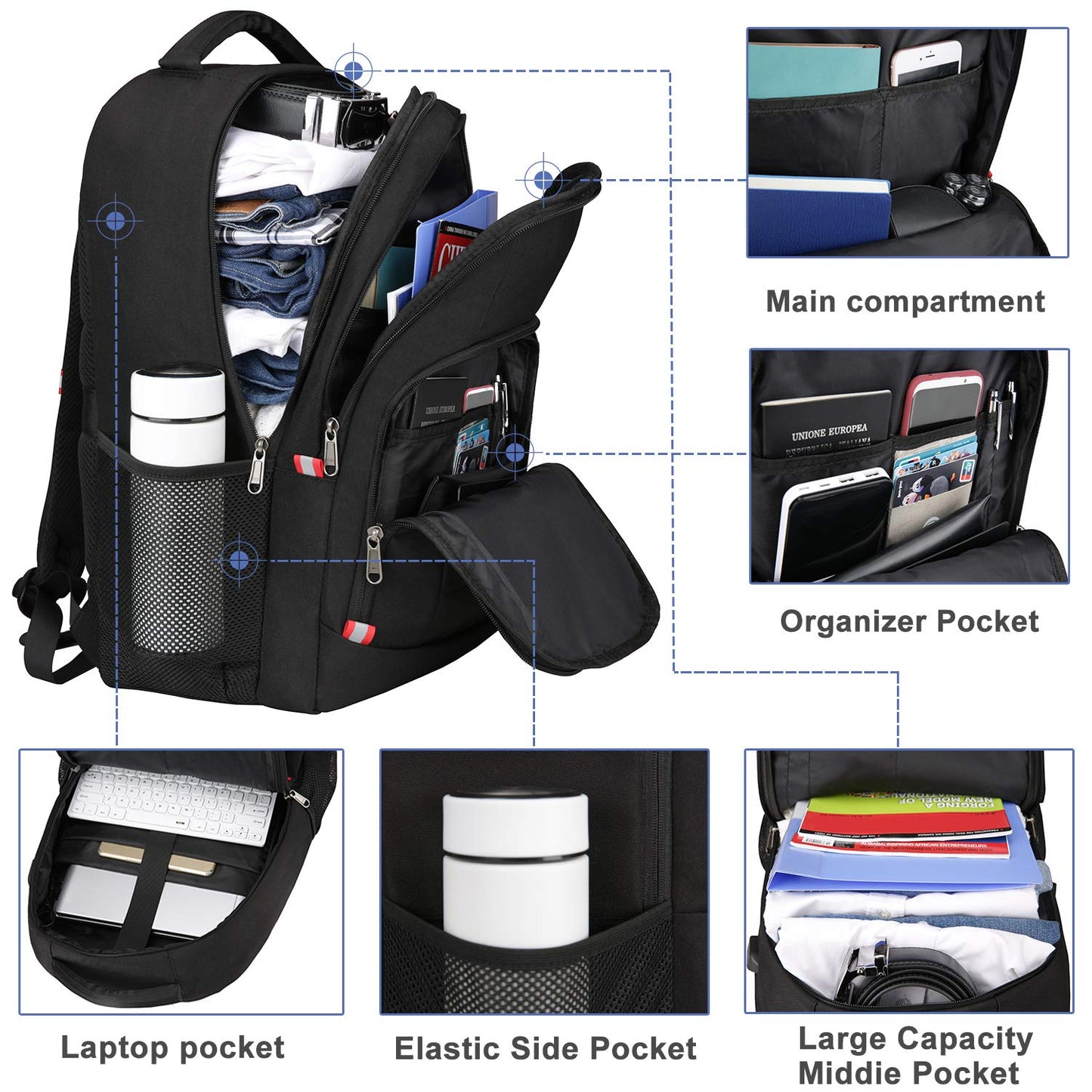 Optima Premium Anti-Theft Laptop Backpack with USB Charging Port