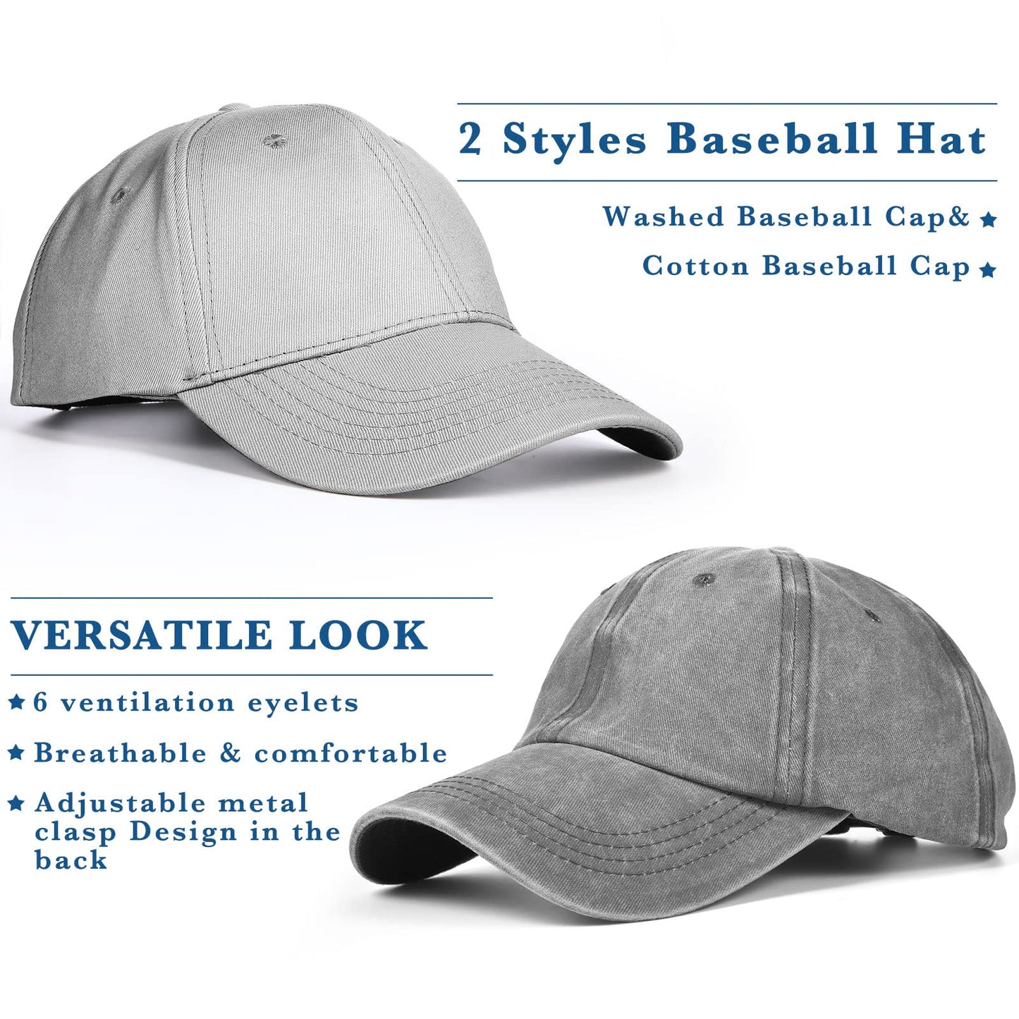 Optima Adjustable Cotton Baseball Caps - 12 Pcs for Outdoor Activities