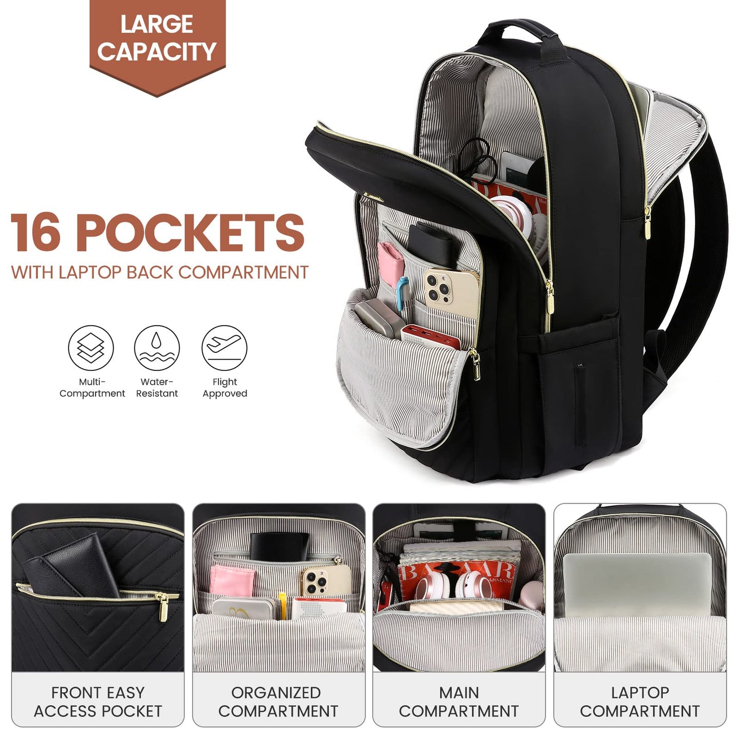 Optima Women's 15.6" Laptop Backpack - Waterproof & Anti-Theft