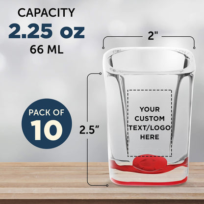 Optima Premium Custom Square Shot Glasses - 2 oz, Set of 10