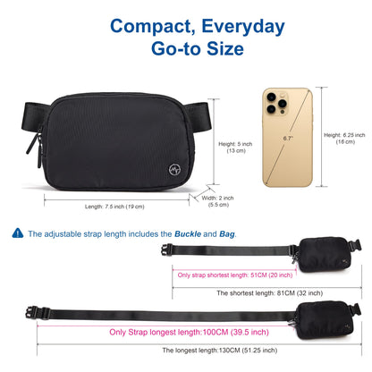 Optima Premium Nylon Fanny Pack - Water Repellent, Adjustable Strap