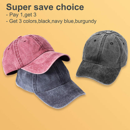 Optima Vintage Washed-Cotton Baseball Caps - Adjustable Unstructured Hats