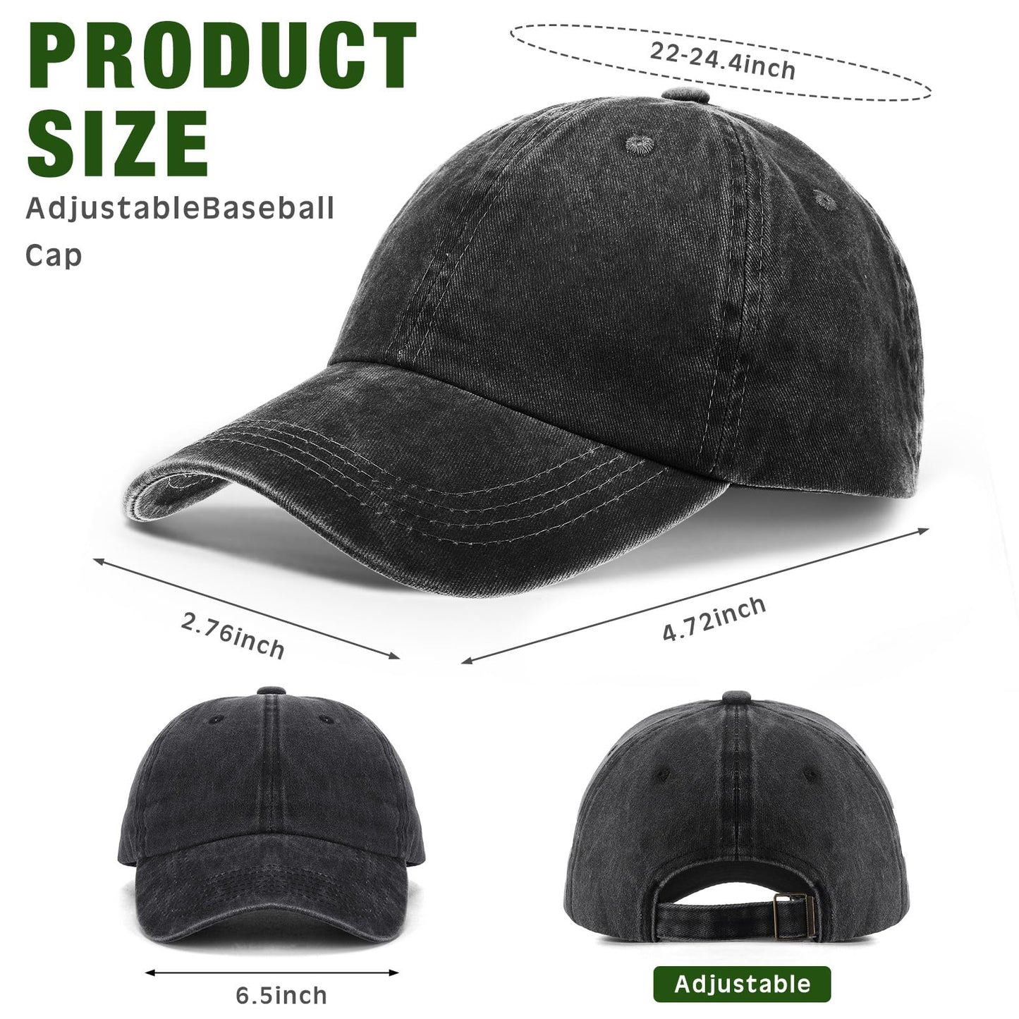 Optima Vintage Distressed Baseball Cap - Adjustable Cotton Dad Hat