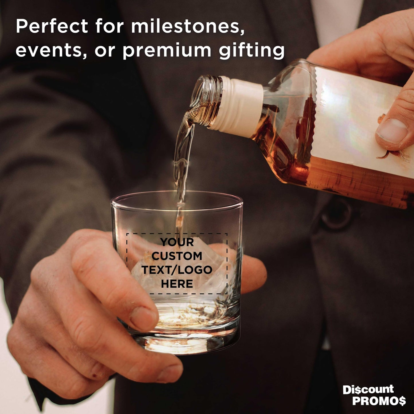 Optima Custom Whiskey Glass Set - 10.5 oz, 96 Pieces, Clear