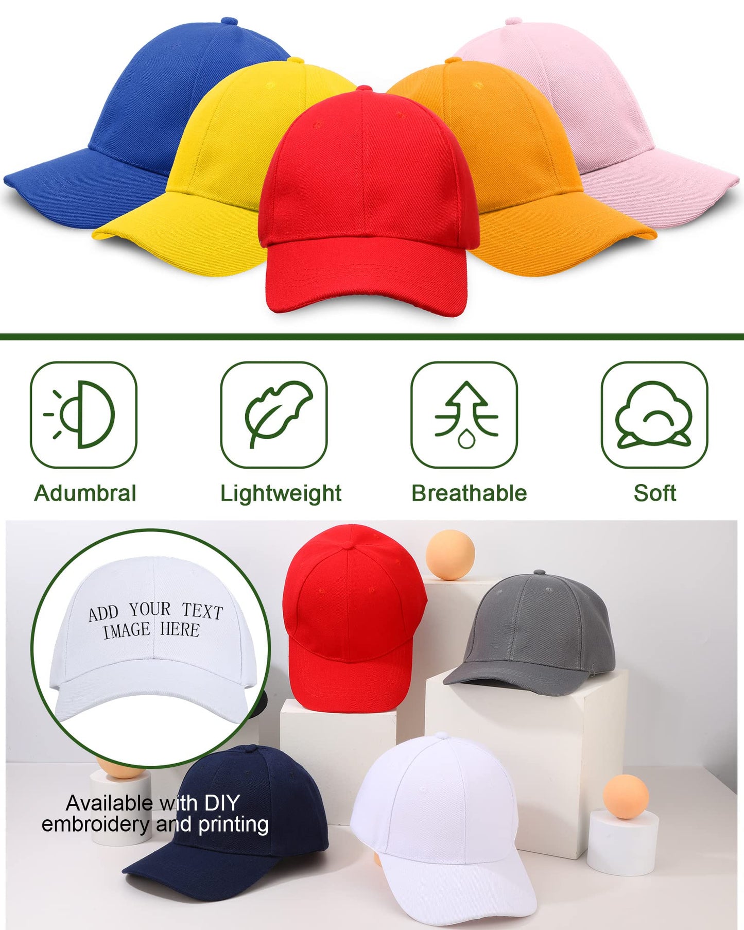 Optima Premium Adjustable Baseball Cap - 36 Pack Sublimation Hats