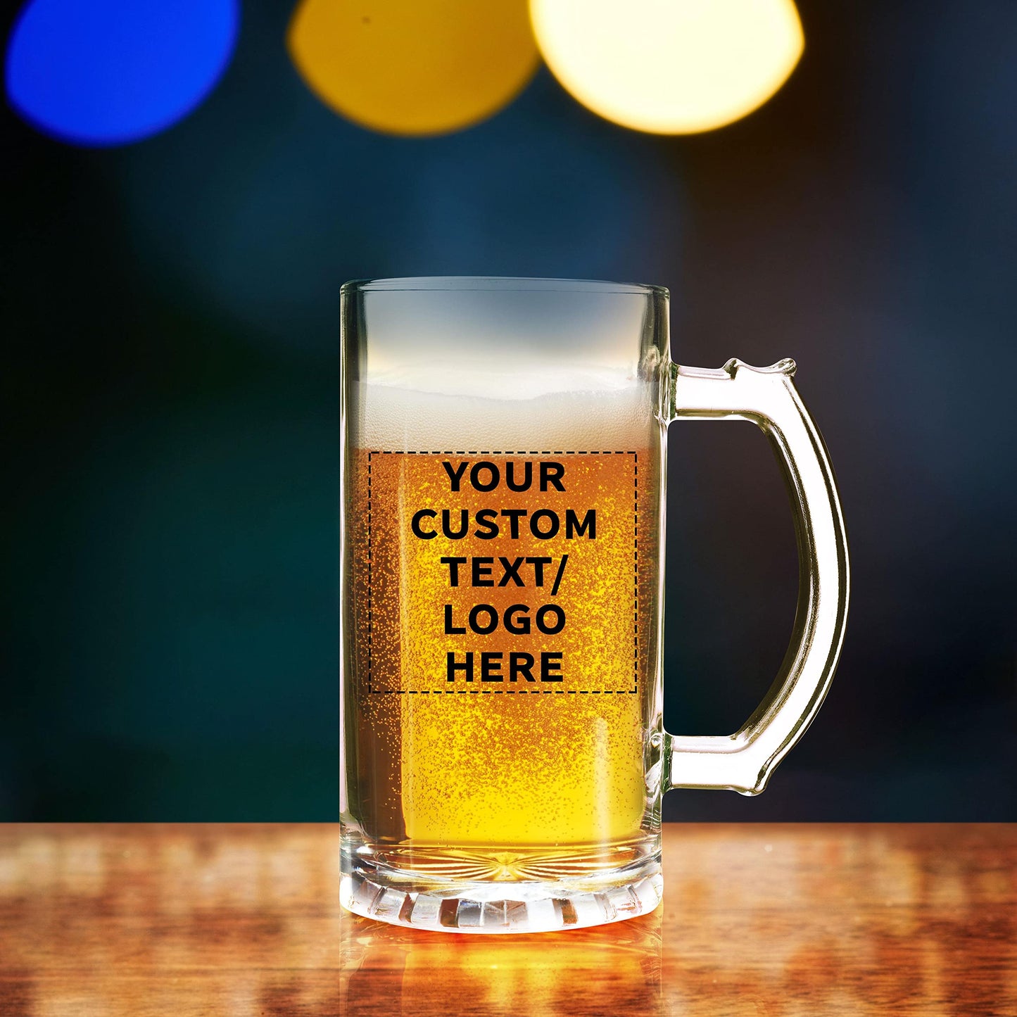 Optima Custom Glass Beer Mug Set - 16 oz, 100 Pack for Events