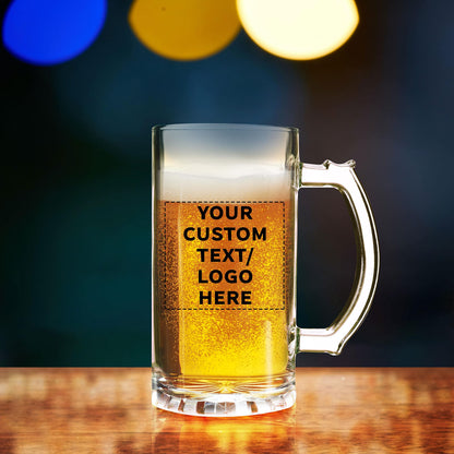 Optima Custom Glass Beer Mug Set - 16 oz, 100 Pack for Events