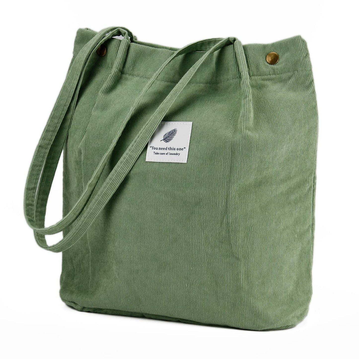 Optima Premium Corduroy Tote Bag - Large Matcha Green for Travel & Work