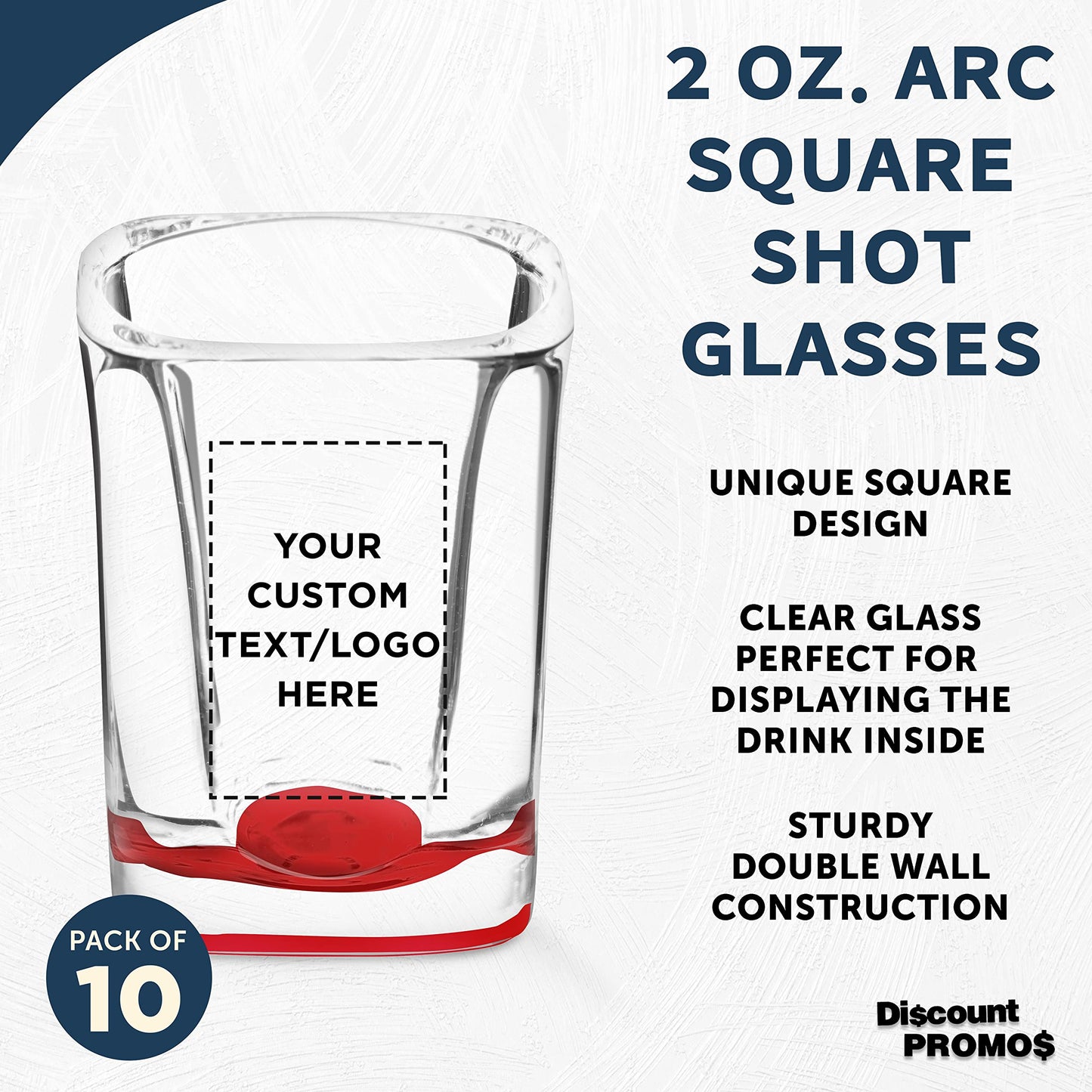 Optima Premium Custom Square Shot Glasses - 2 oz, Set of 10
