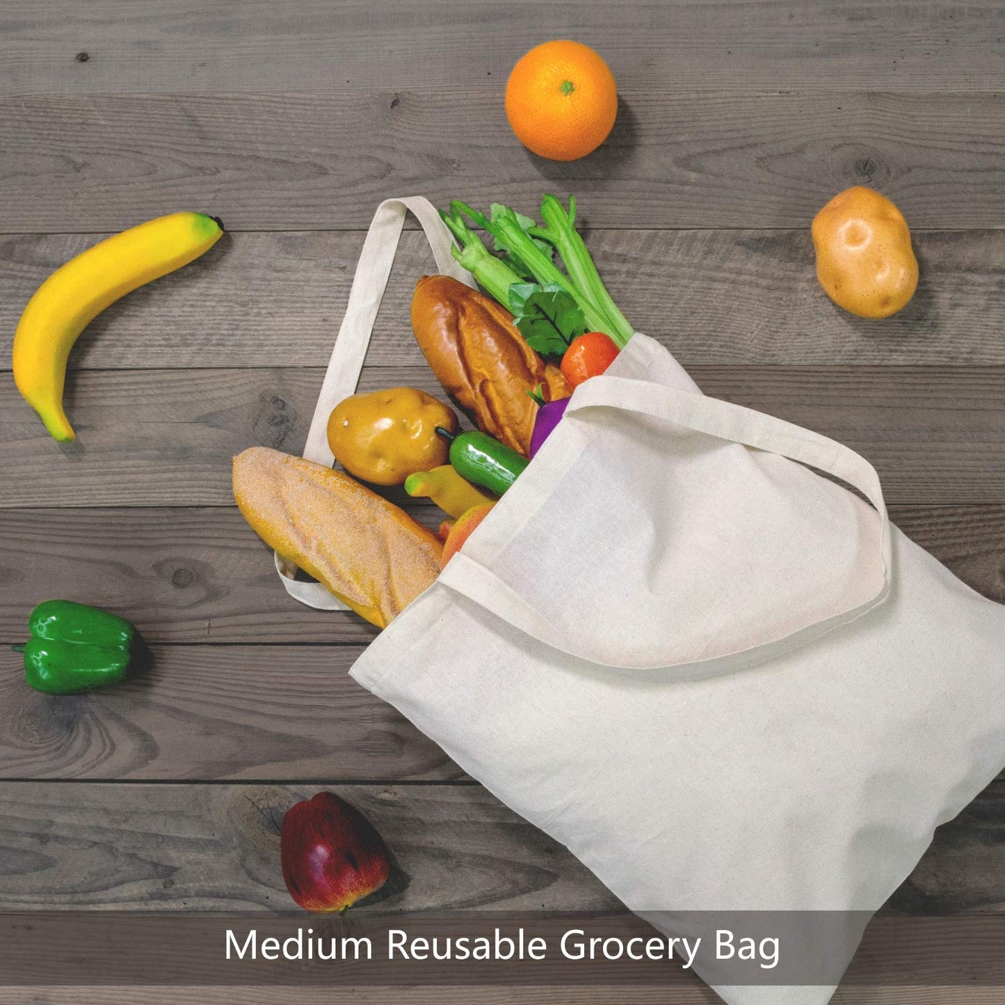 Optima Premium 24-Pack Cotton Tote Bags - 16"x15" Reusable