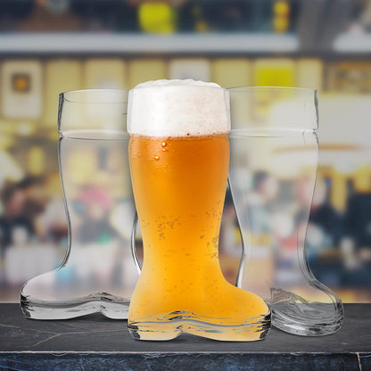 Optima Premium Beer Glasses Set - 6 Large Boot-Shaped 44 oz. Glasses