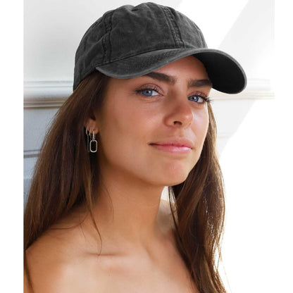 Optima Vintage Distressed Baseball Caps - Adjustable Unisex Style, Black
