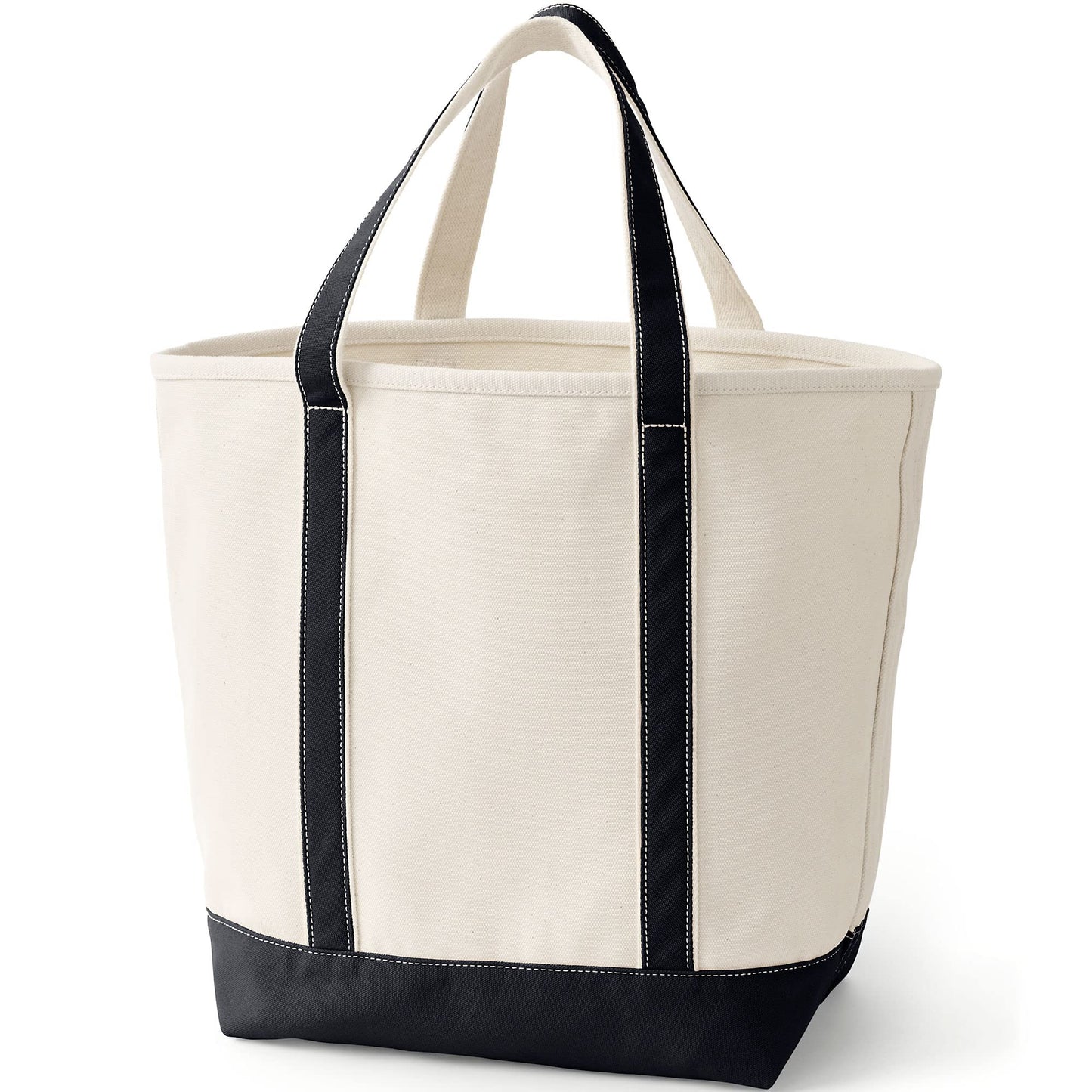 Optima Premium Open Top Canvas Tote Bag - Natural/Black, Medium Size