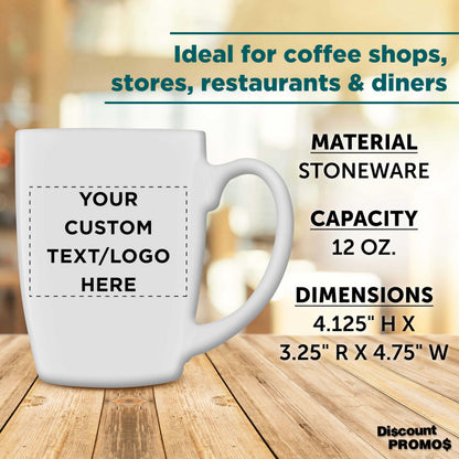 Optima Custom 12 Oz. Stoneware Coffee Mug Set - 100 Pack