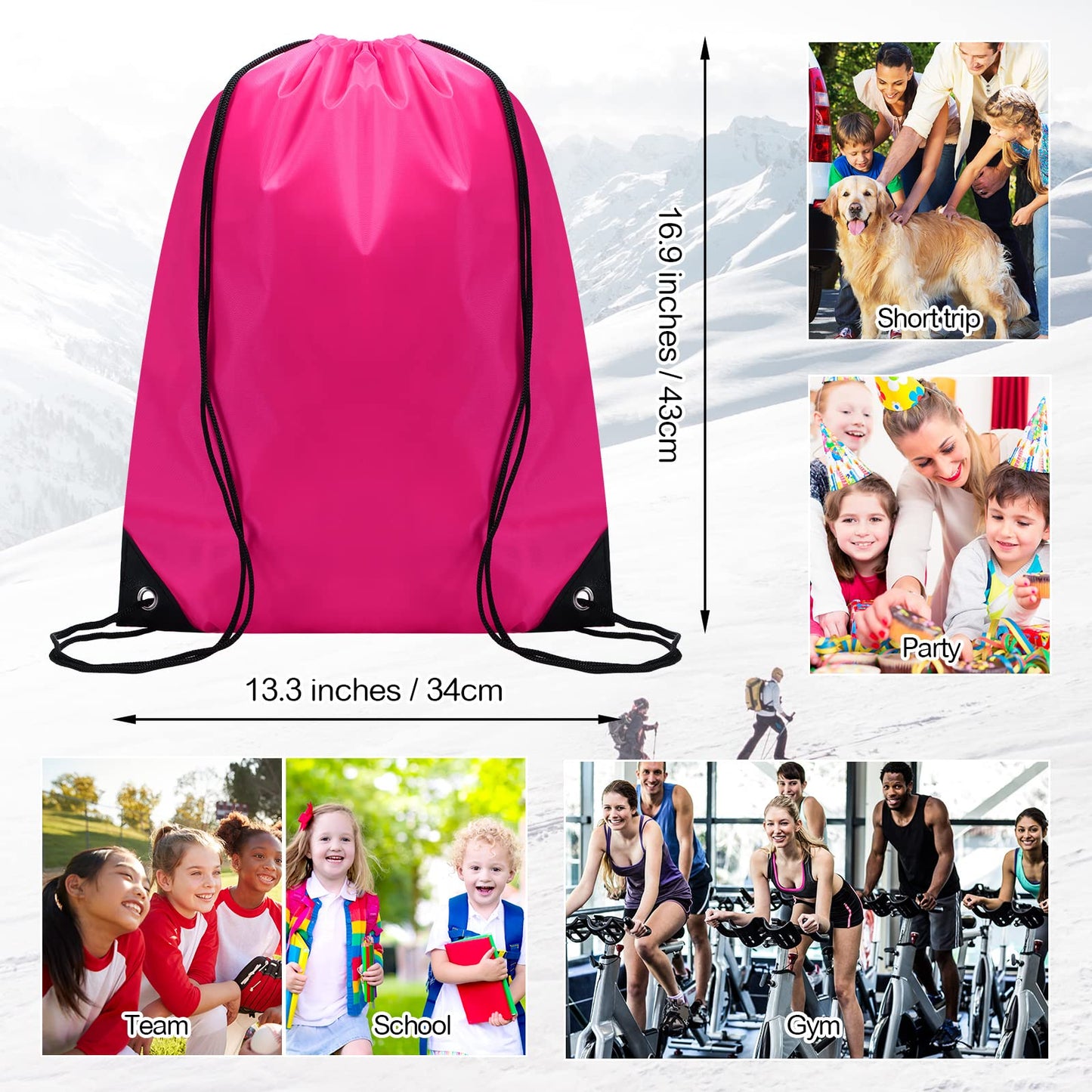 Optima Premium Drawstring Backpack - 100 Pcs, Polyester, 10 Colors