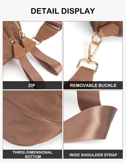 Optima Premium Nylon Crossbody Bum Bag - 12x9.8x3 inches, Beige