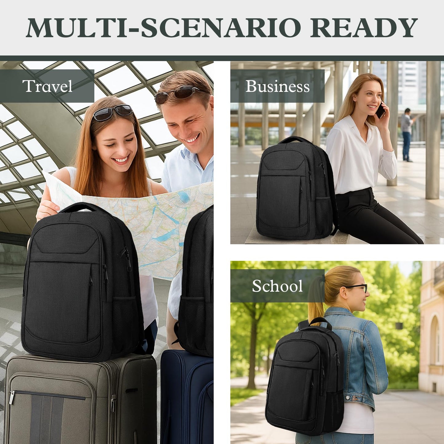 Optima Premium Anti-Theft Travel Laptop Backpack - 17.3 Inch