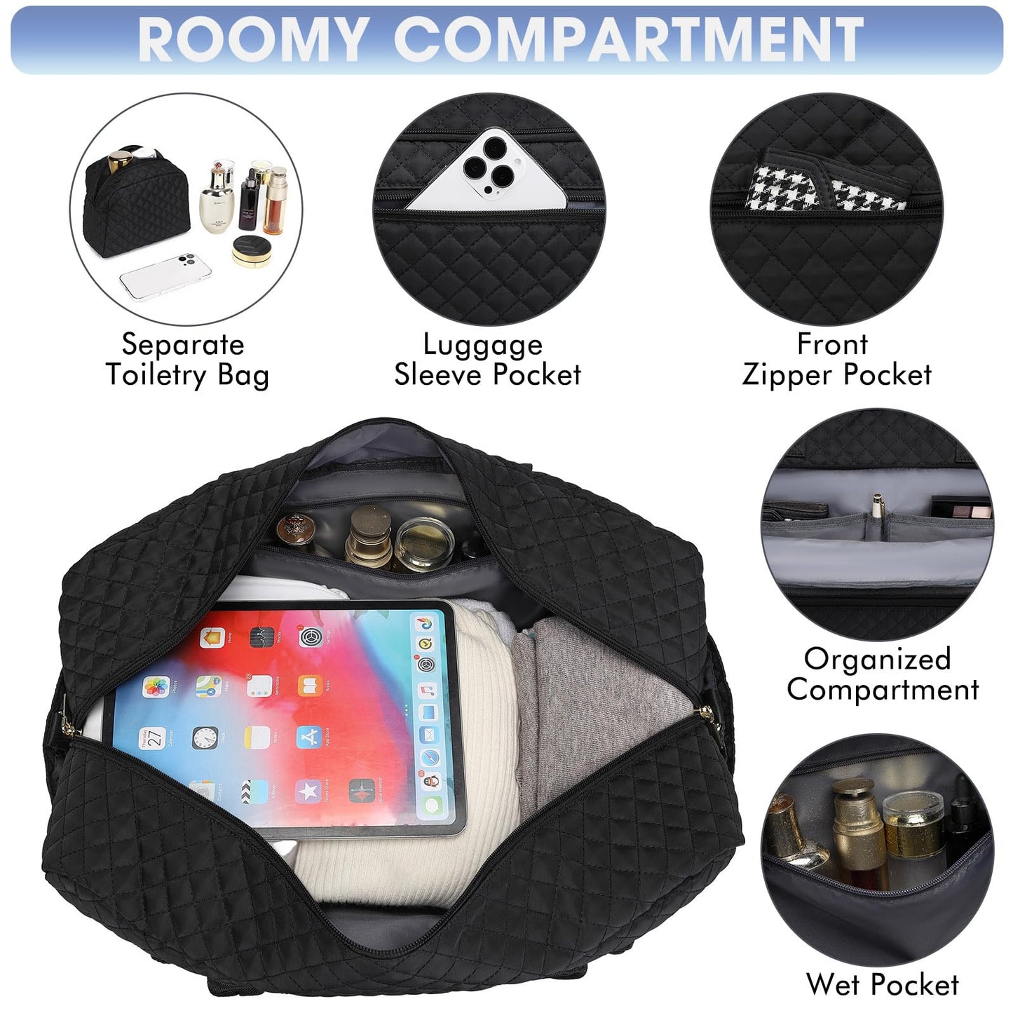 Optima Large Travel Duffle Bag - Weekend Tote with Wet Pocket