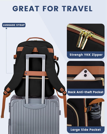 Optima Premium Travel Backpack - Large Beige-Black Carry-On