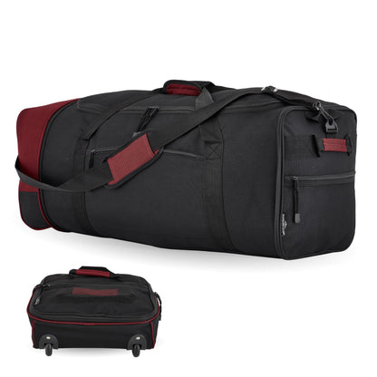 Optima Premium 32-Inch Collapsible Duffel Bag - Black/Red