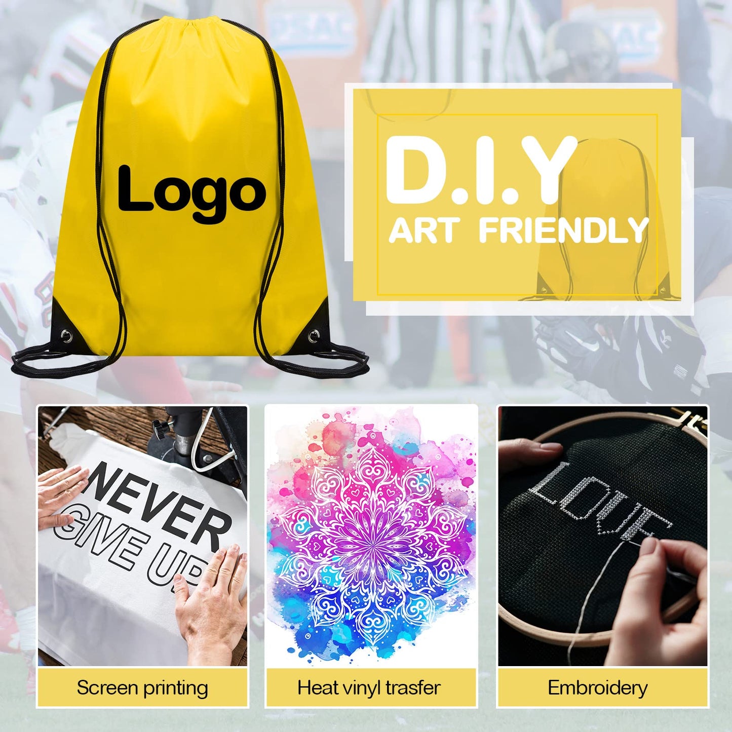 Optima Premium Drawstring Backpack - 100 Pcs, Polyester, 10 Colors