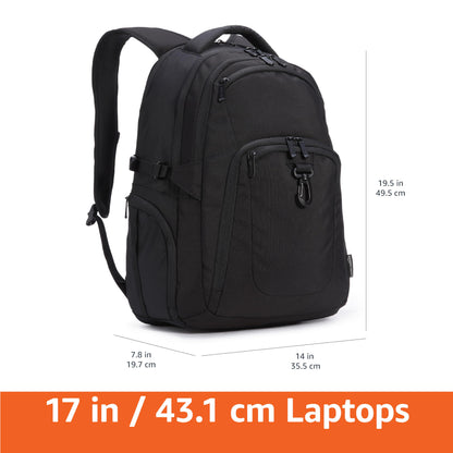 Optima Premium Travel Laptop Backpack - Fits 17" Laptops, Black