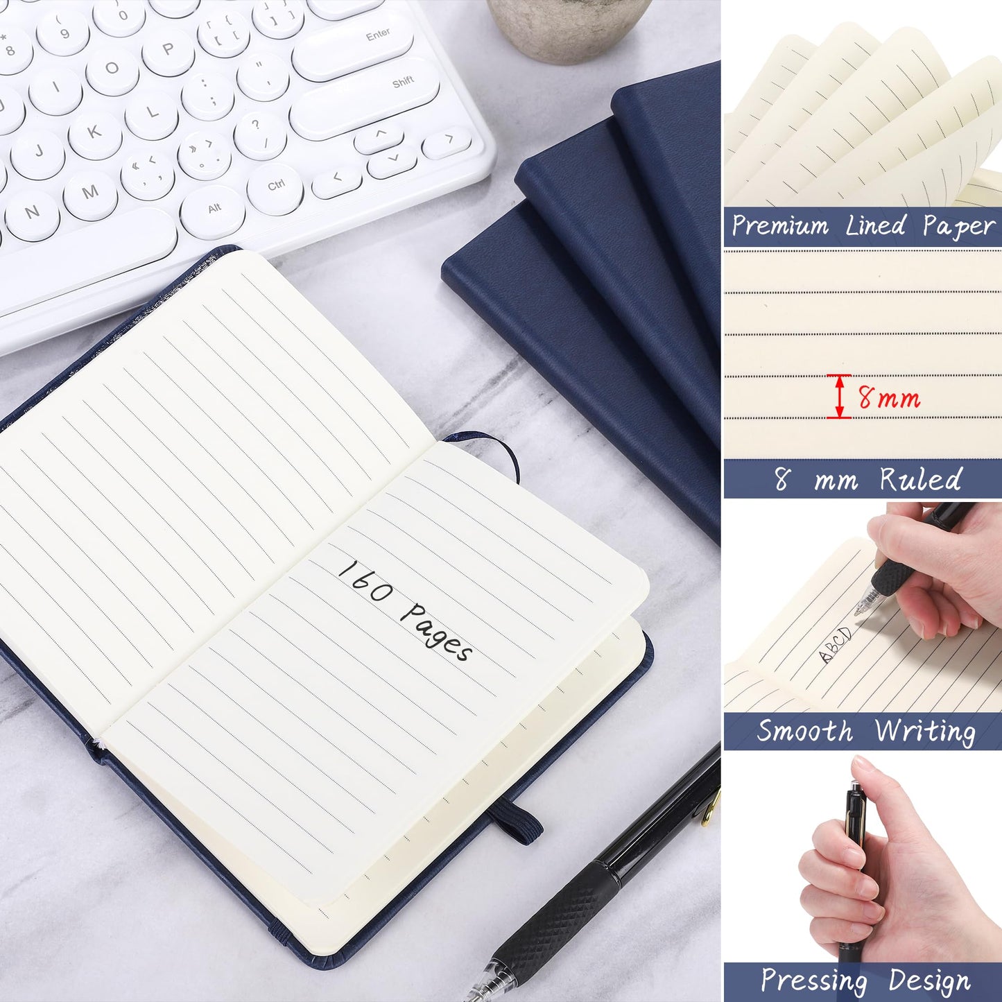Optima Premium Leather Pocket Notebook Journal - 3.5 x 5.5 Inch