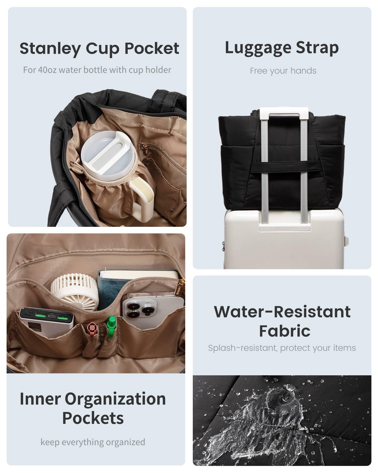 Optima Premium Women's Tote Bag - 15.6in, Stylish Black Design