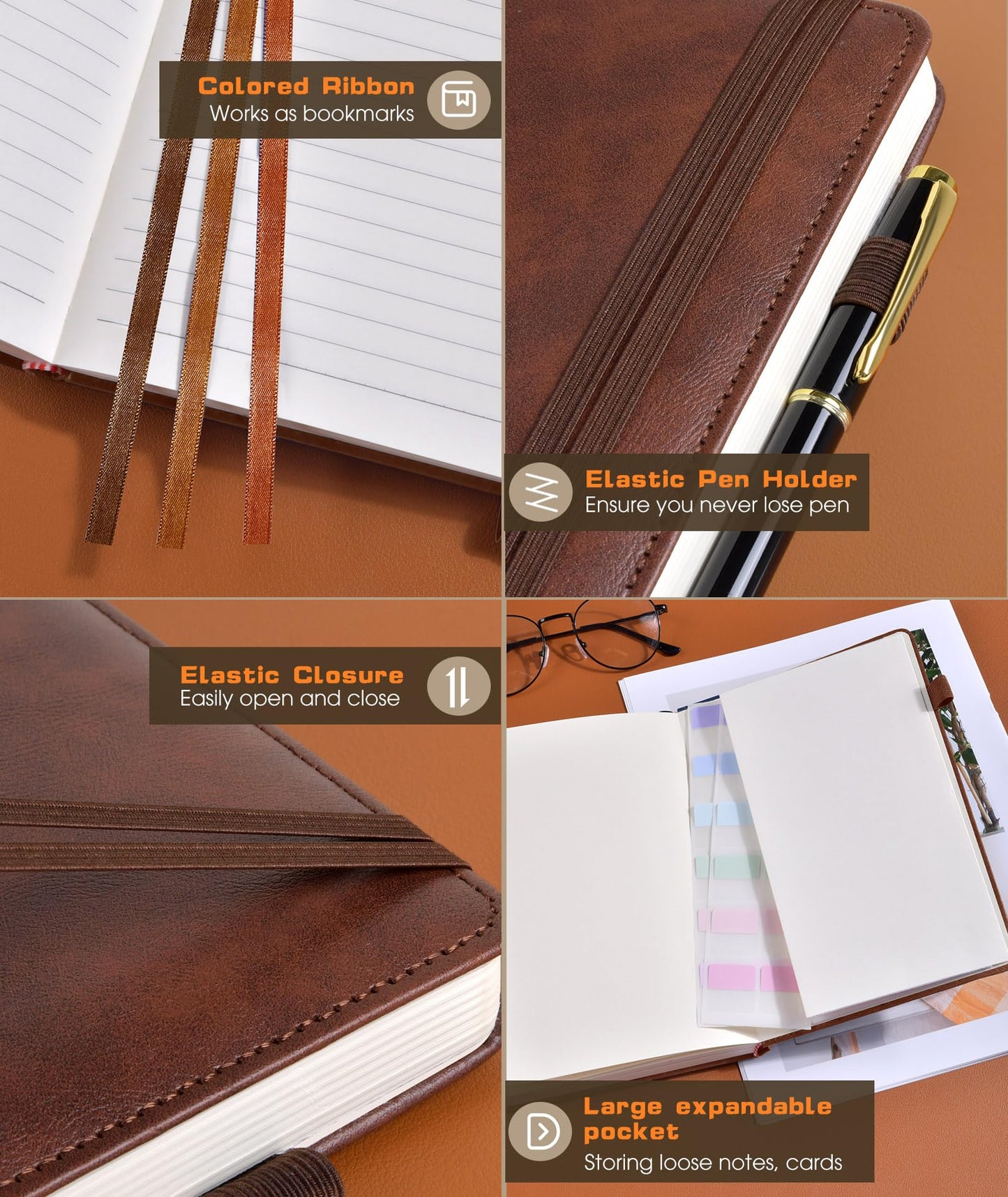 Optima Premium Leather Journal - A5 Size, 256 Numbered Pages