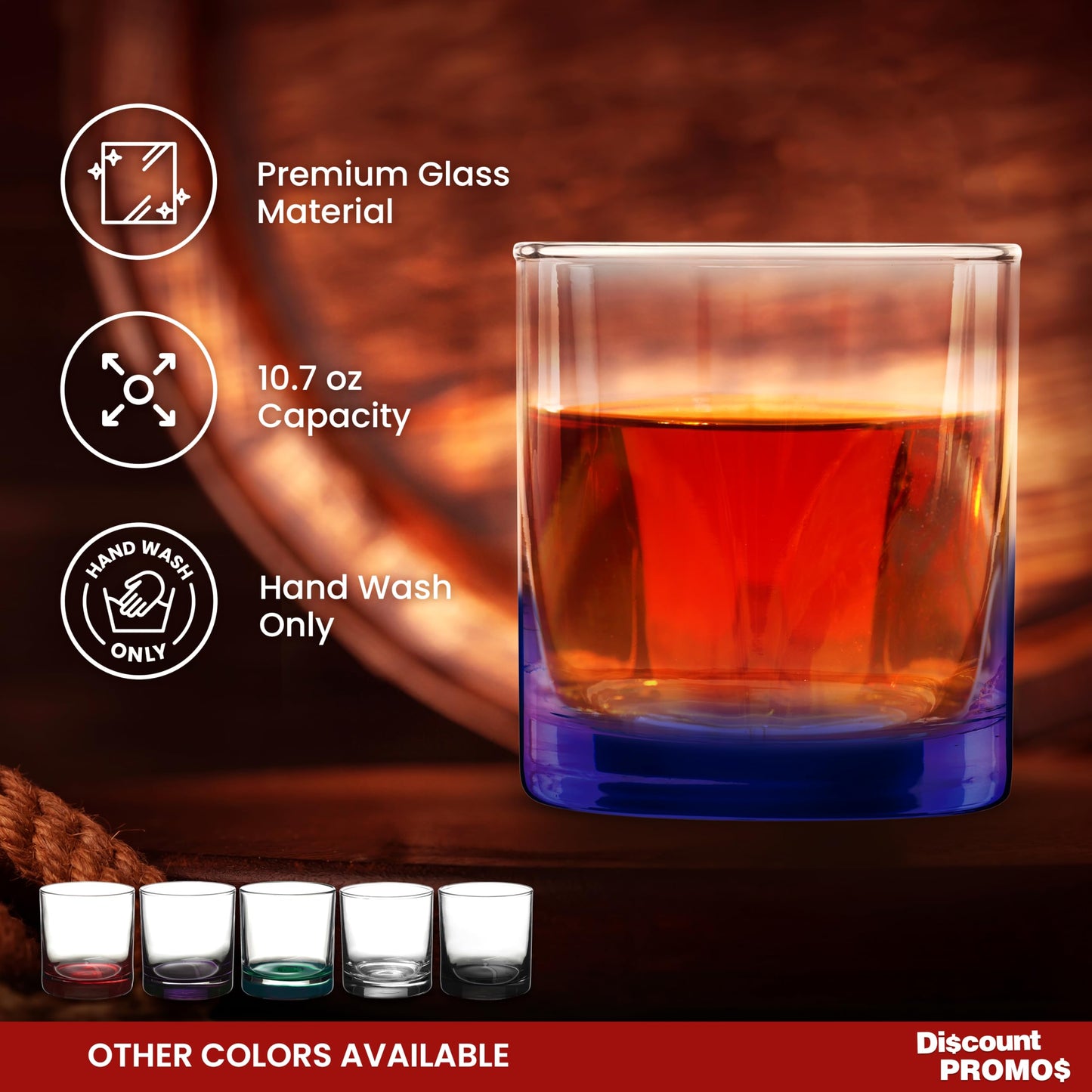 Optima Premium Whiskey Glass Set - 10.5 oz, Pack of 12