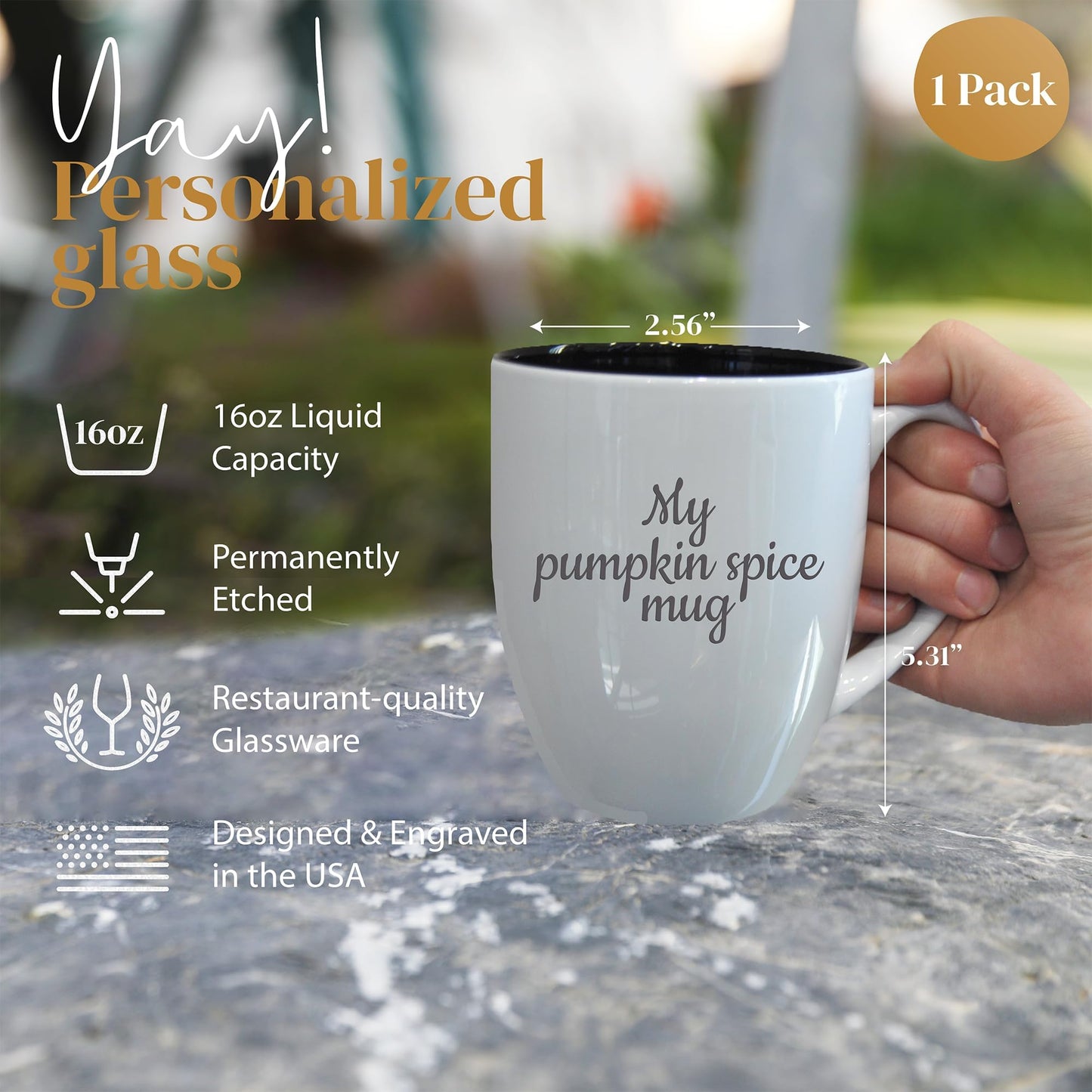 Optima Premium Personalized Coffee Mug - Engraved Matte Black