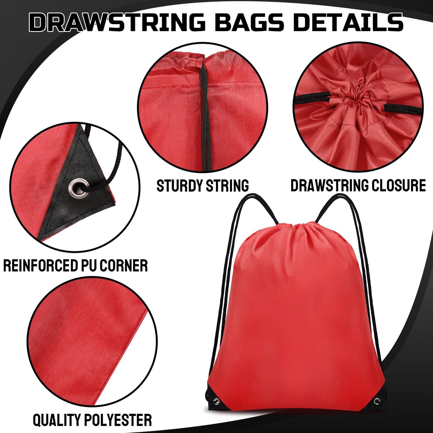 Optima Premium Drawstring Backpack - 16.5" x 13.3" for Sports & Travel