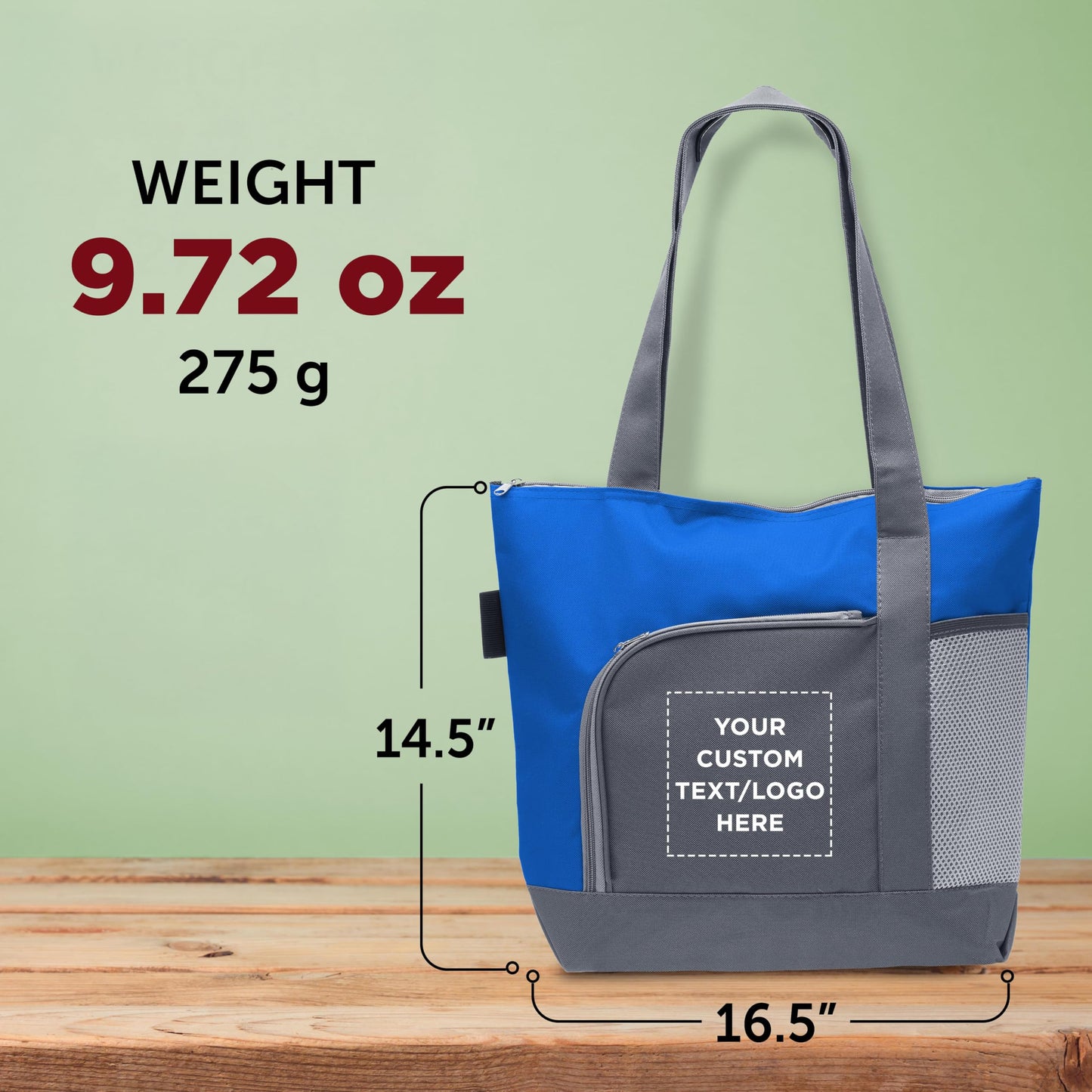 Optima Premium Sport Tote Bag - 24 Pack, Zipper Pocket, Blue