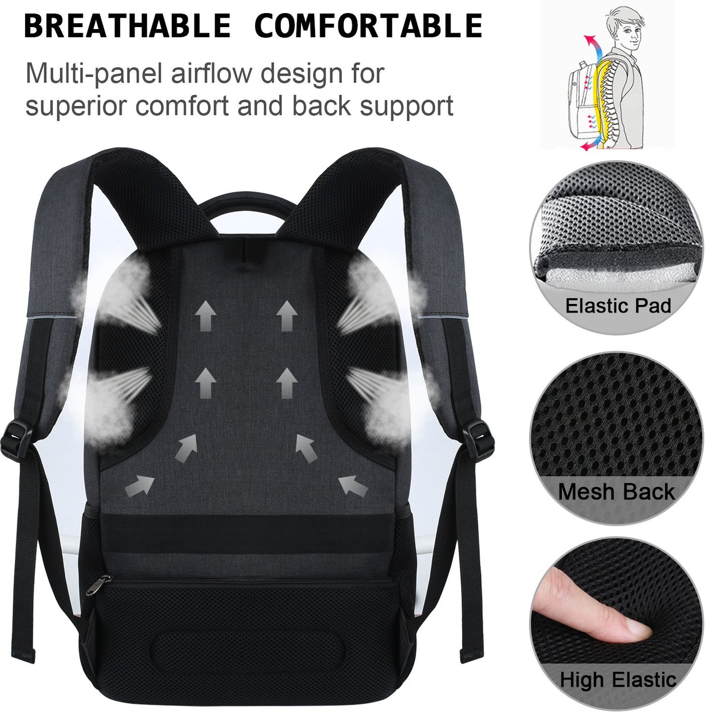 Optima Premium Anti-Theft Laptop Backpack - 15.6 Inch, Water Resistant