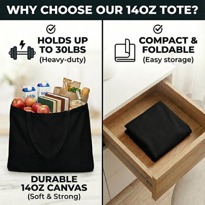 Optima Extra Large Canvas Tote Bag - Reusable Grocery Carrier