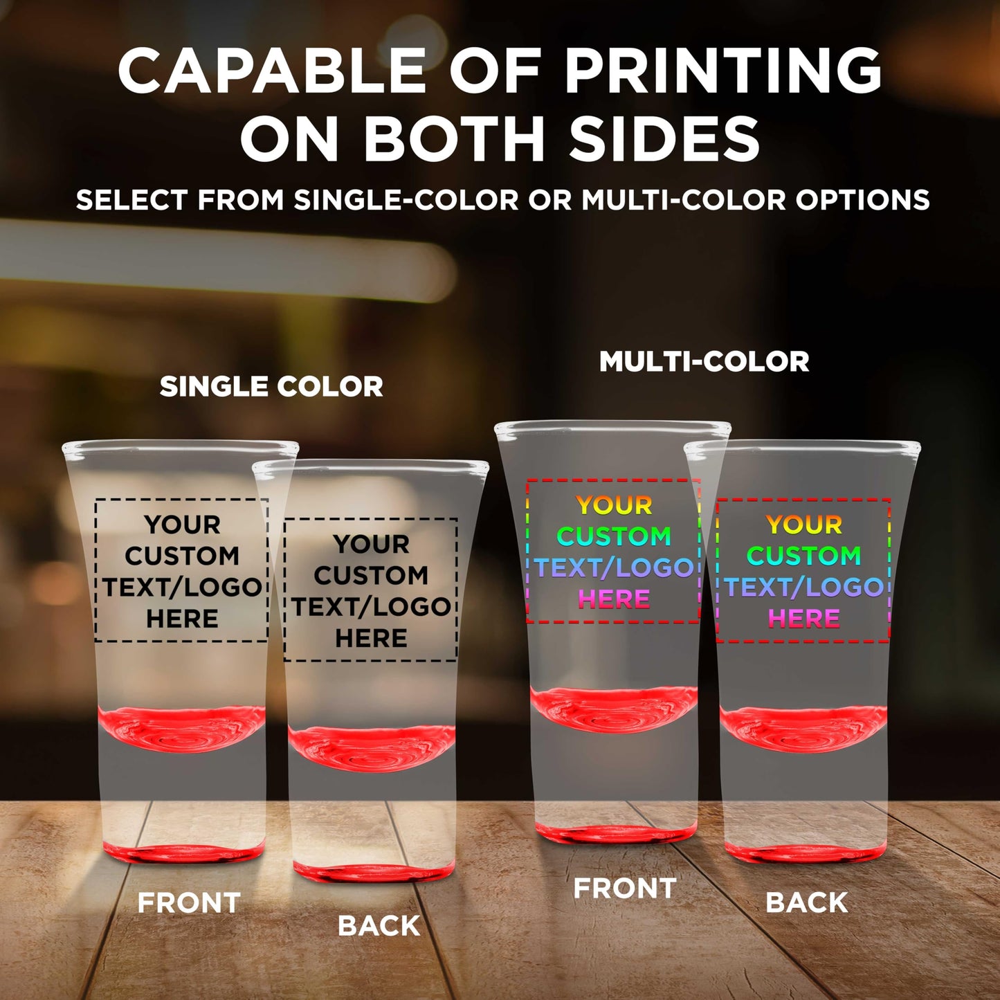 Optima Customizable 2 oz. Shot Glasses - 100 Pack, Etched Design