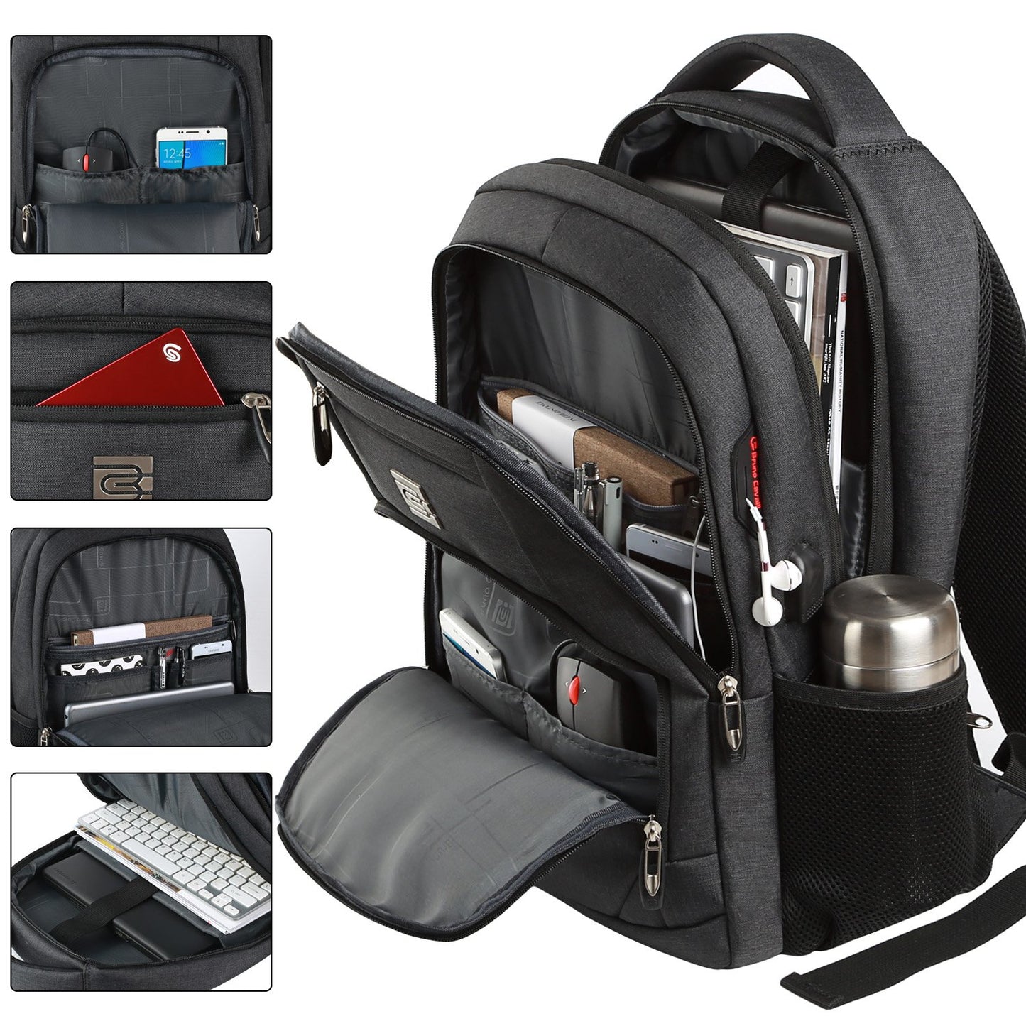 Optima Premium Anti-Theft Laptop Backpack - 15.6 Inch, Water Resistant
