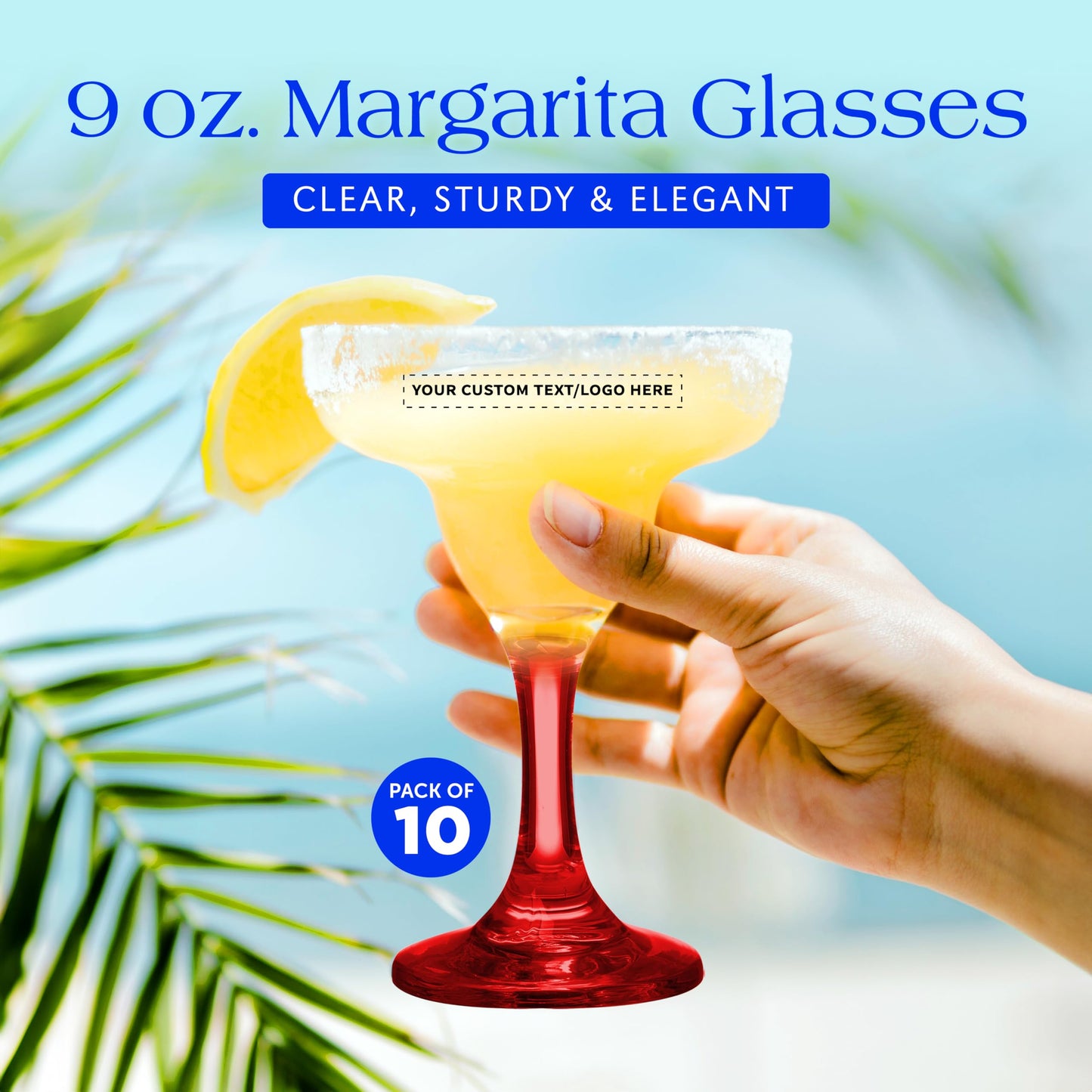 Optima Premium Margarita Glass Set - 10 x 9 oz. Personalized Barware