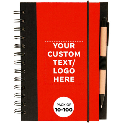 Optima Customizable Eco Block Spiral Notebooks - 100 Pack, Red