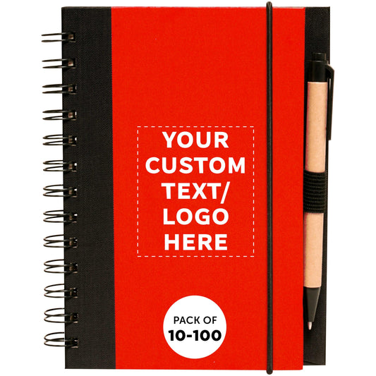 Optima Customizable Eco Block Spiral Notebooks - 100 Pack, Red