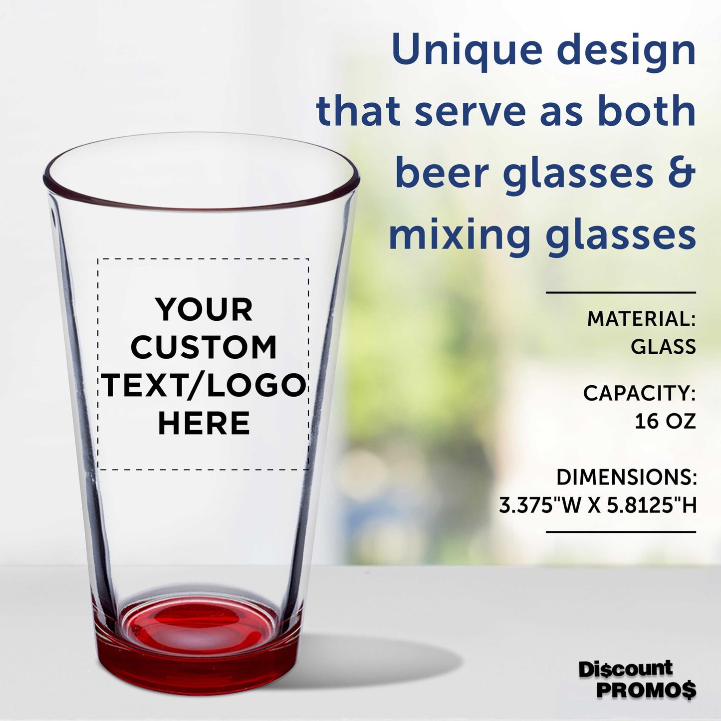 Optima Premium Custom Beer Glasses - 16 oz. Set of 100