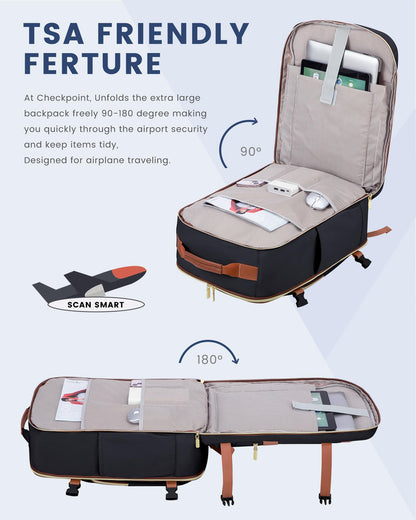 Optima Premium Travel Backpack - Large Beige-Black Carry-On