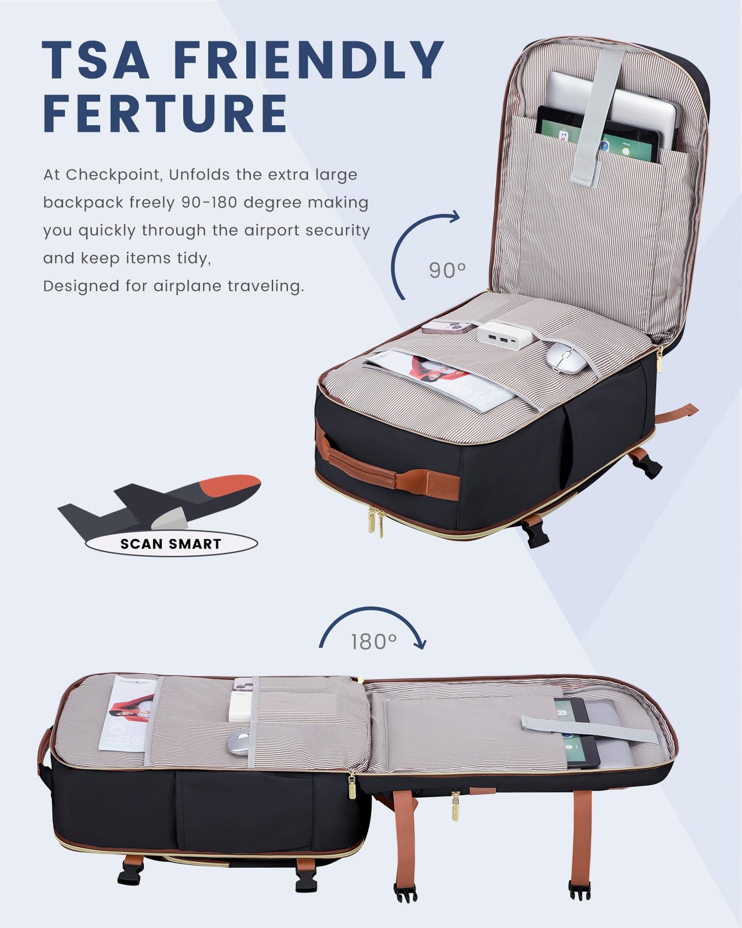 Optima Premium Travel Backpack - Large Beige Carry-On Bag