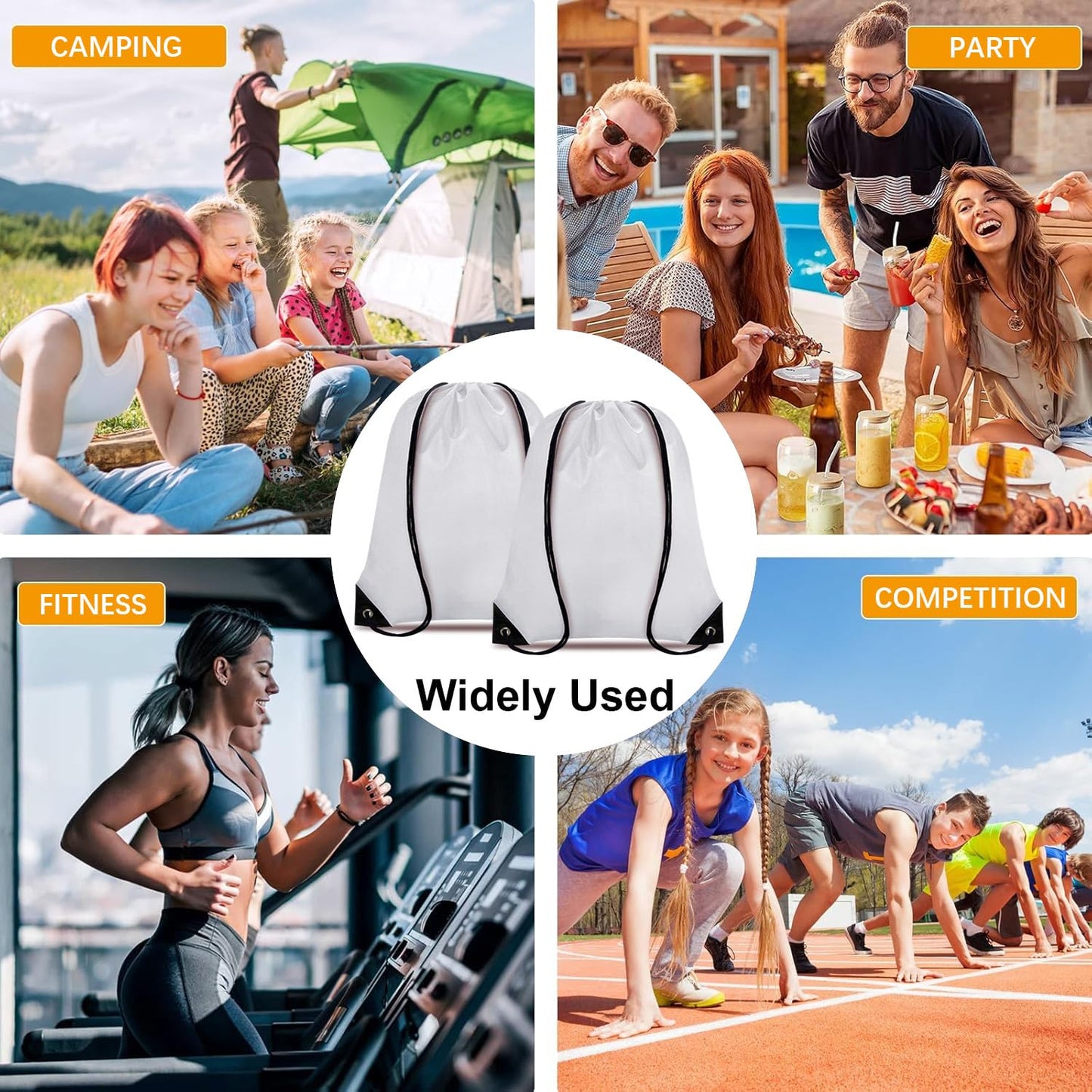 Optima Premium Drawstring Backpack - 16.5" x 13.3" for Sports & Travel