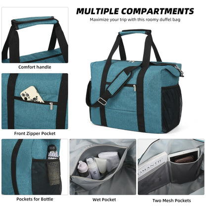 Optima Premium Travel Duffel Bag - Foldable, Waterproof, Blue