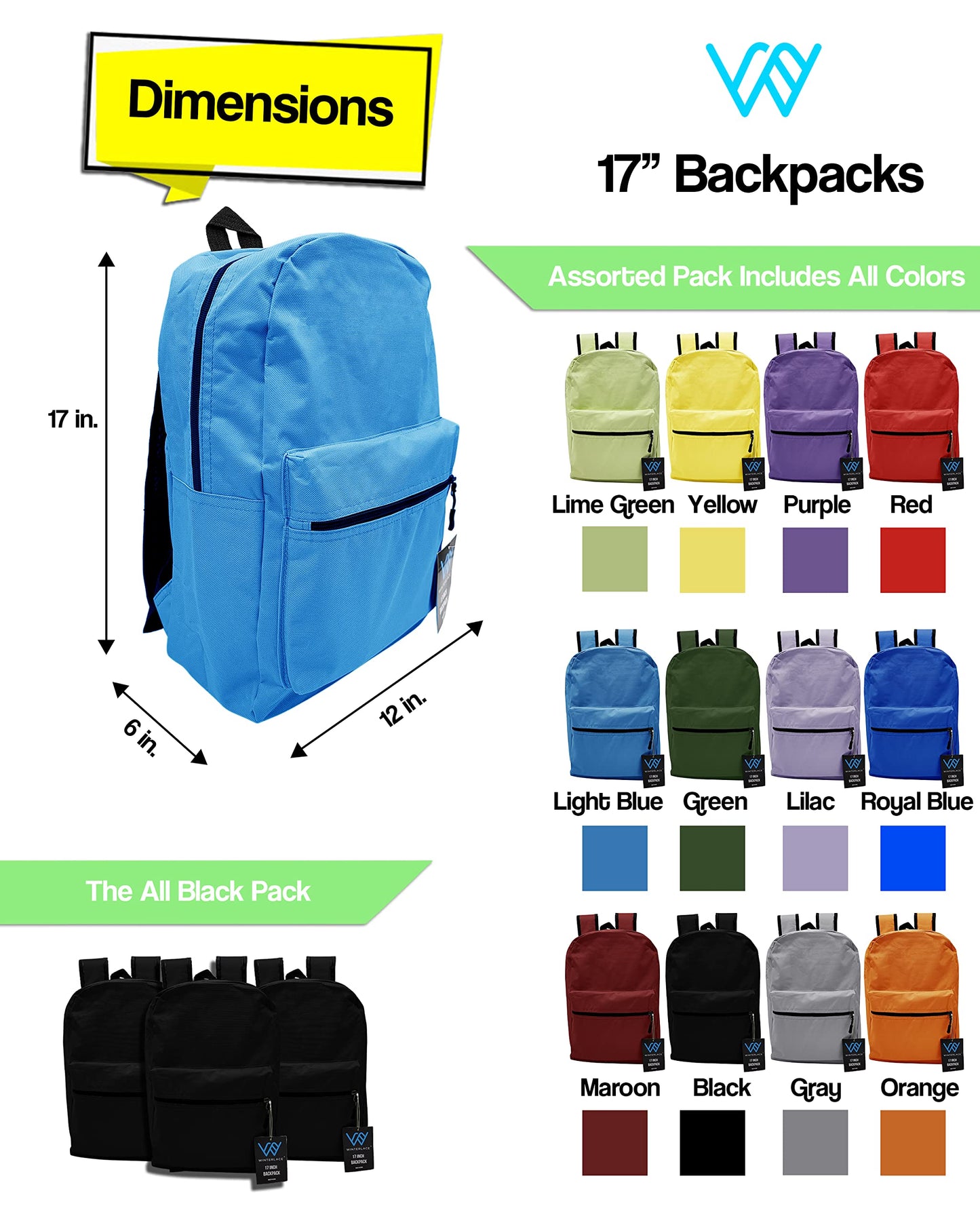 Optima Lightweight 17-Inch Backpack - 12 Pack for Events & Travel
