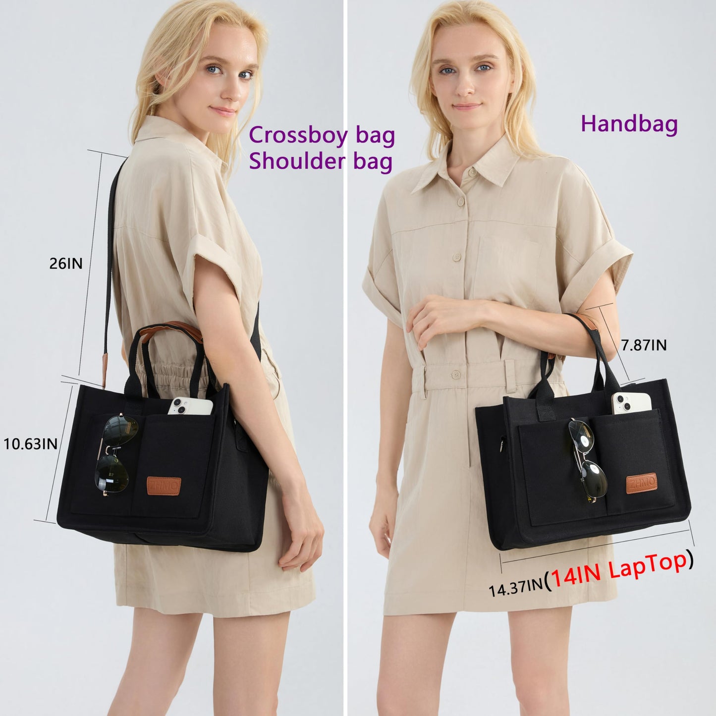 Optima Premium Canvas Tote Bag - Large, Stylish, Multi-Compartment